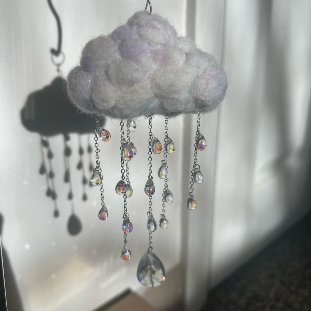 Cloud Mobile with Crystal Raindrops